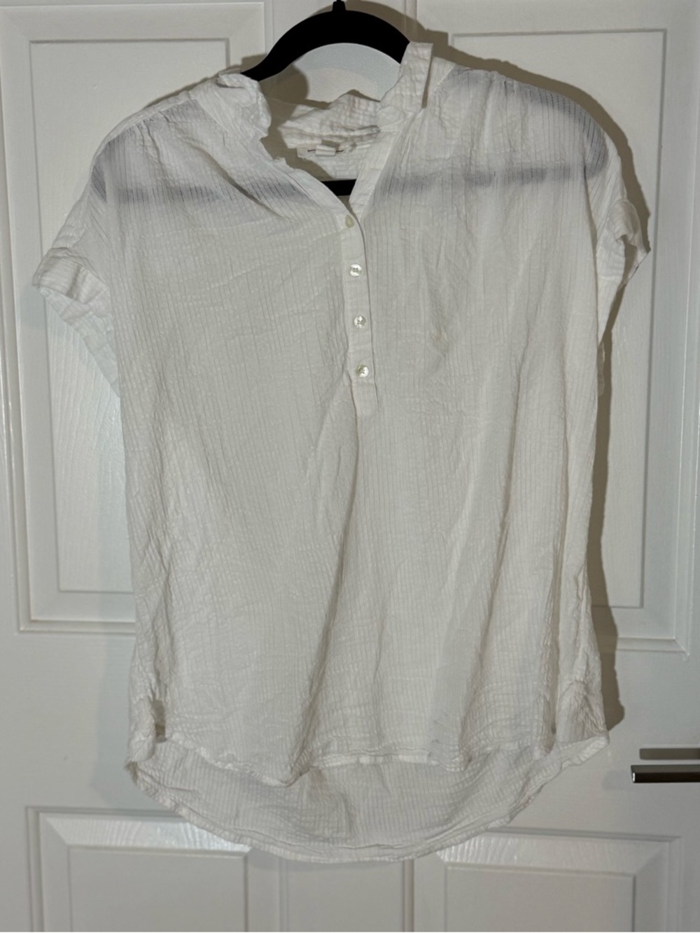 beachlunchlounge White Textured Short Sleeve Top
